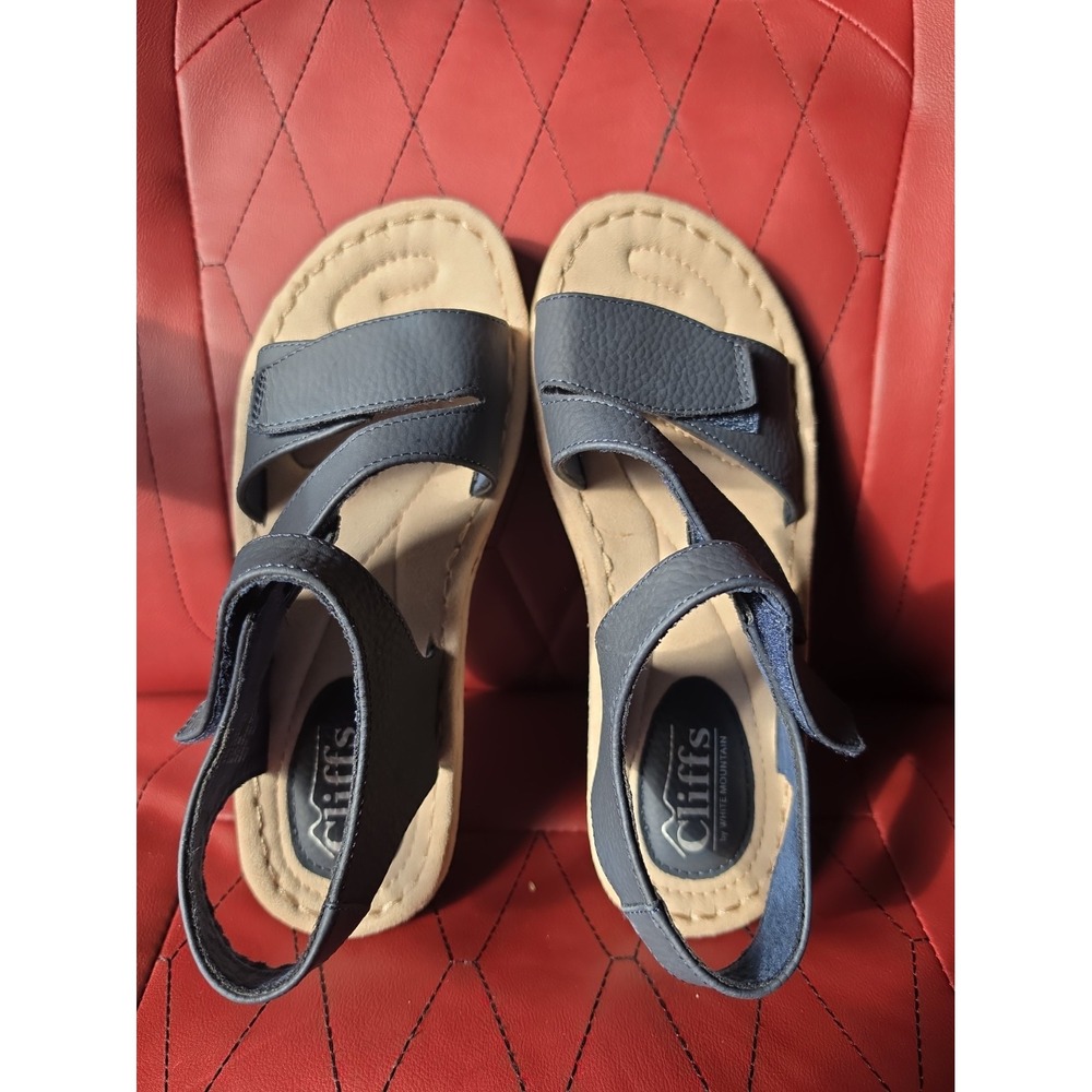 Cliffs White Mountain Women's Calibre Wedge Comfort Sandals Navy Blue Size 6.5